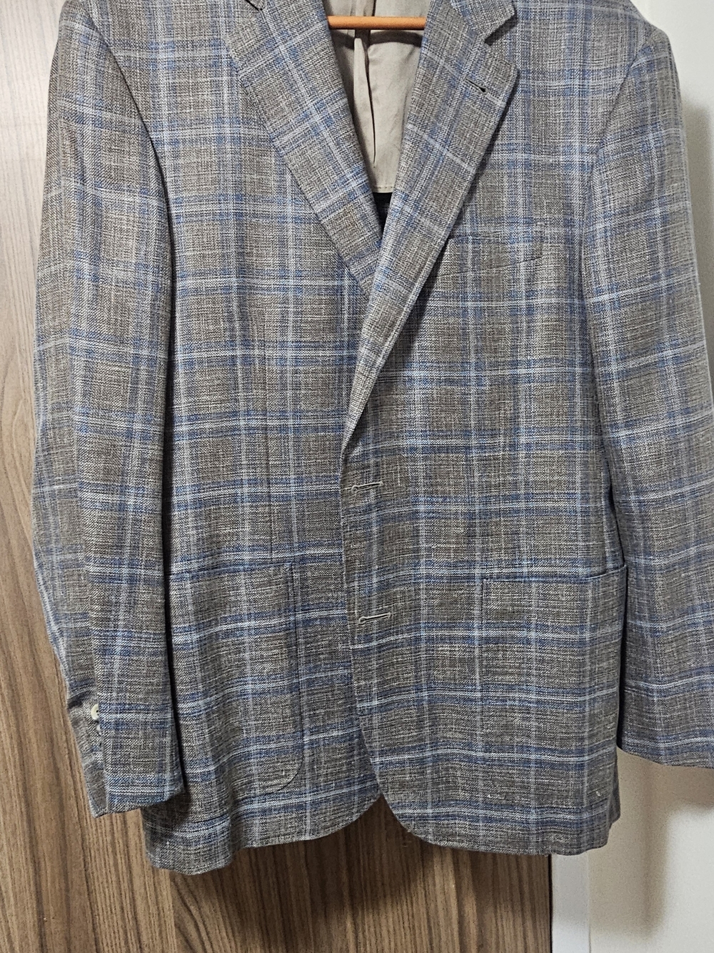 Canali Gray Blazer with Blue Plaid
